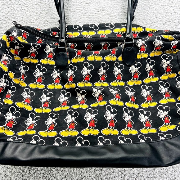 Walt Disney World Mickey Mouse Black Canvas Tote Duffle Gym Travel Bag - Picture 2 of 12